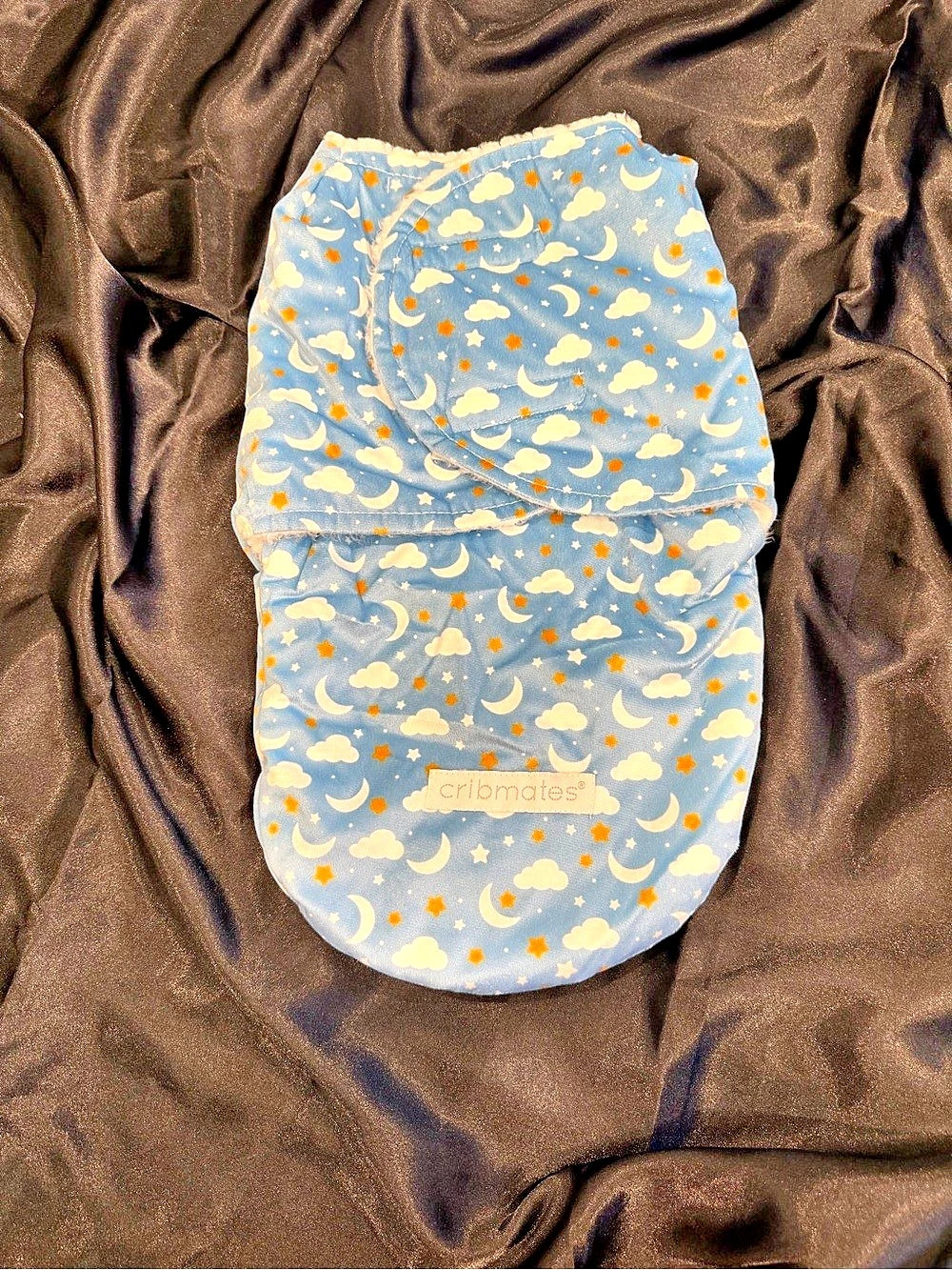 Cribmates Baby Blue Cloud Print Swaddle Sack